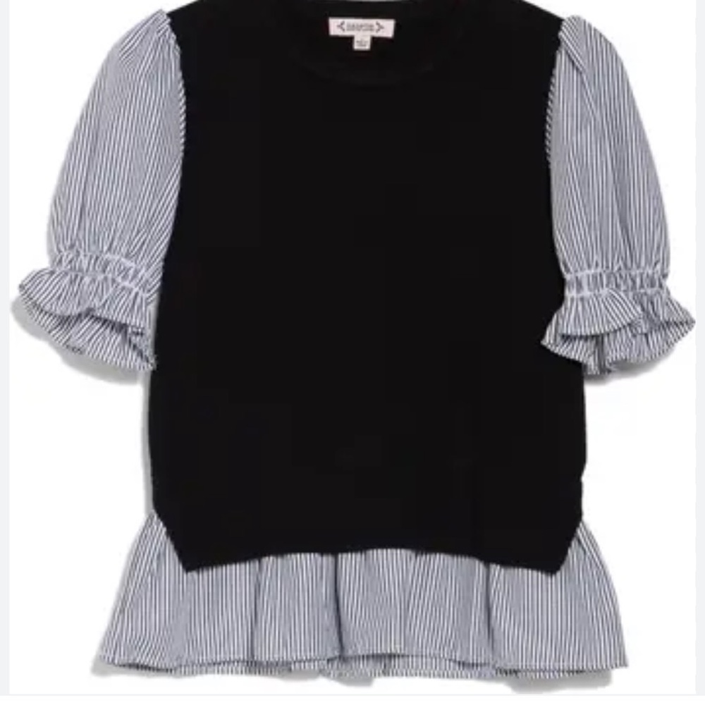 Nanette Lepore Puff Sleeve “Twofer” Lightweight Sweater - Picture 3 of 14